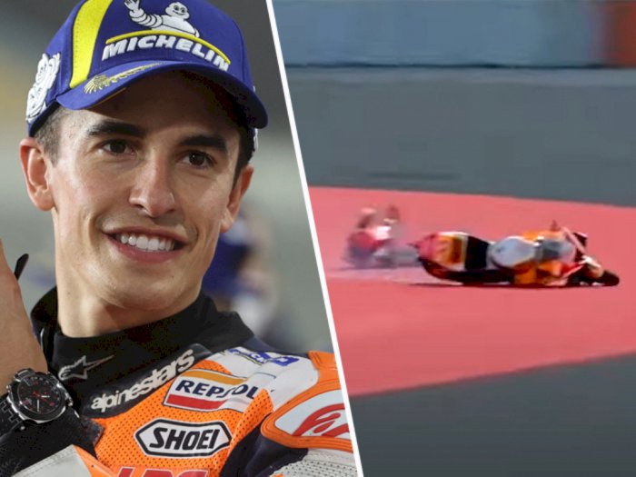 Waduh! Marc Marquez Crash di Sirkuit Mandalika: Terseret dan Terguling | Indozone.id